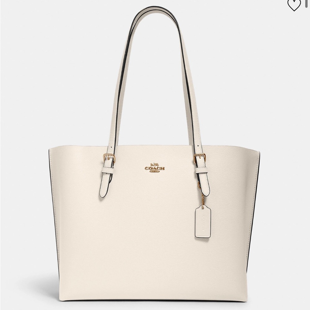 Coach White Leather Tote with Gold Hardware